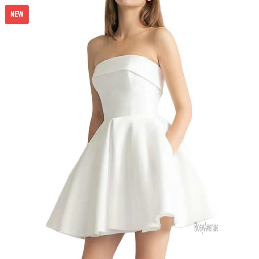 Glitter Strapless Mini Dress Satin Formal Cocktail Party Prom